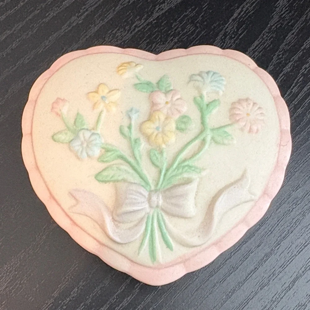 Heart-Shaped Floral Ceramic Trinket Box